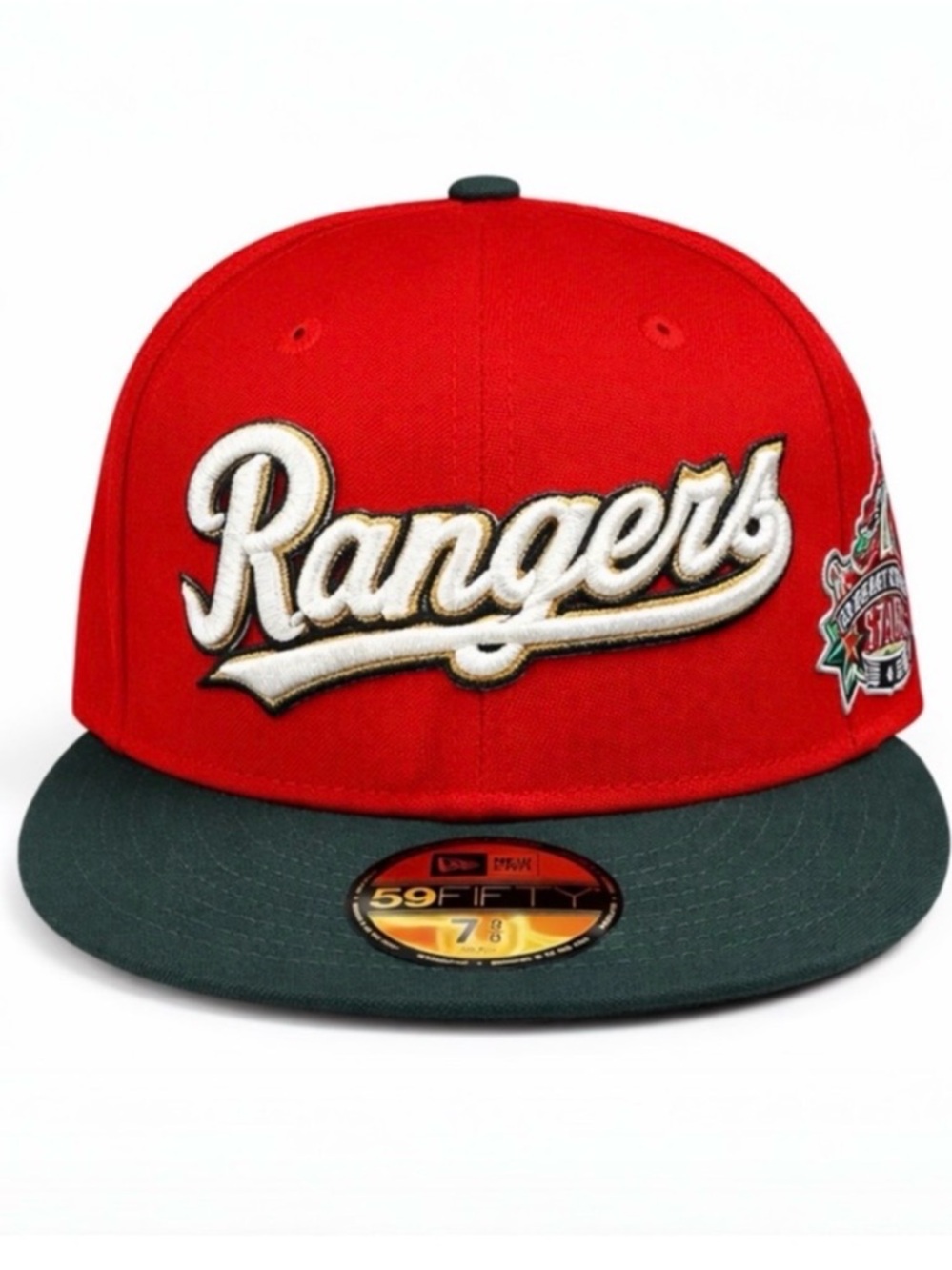 NEW ERA Texas Rangers 90s All Star Game 59FIFTY Red Fitted Hat 7 3/8 Rare NWT